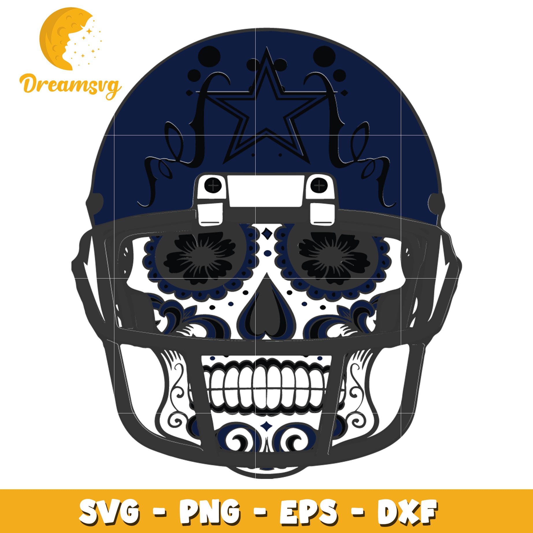 Dallas Cowboys Sugar Skull Helmet SVG