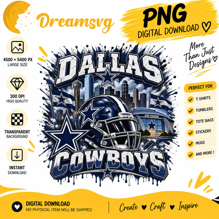 Dallas Cowboys Grunge Football City Skyline Stadium PNG