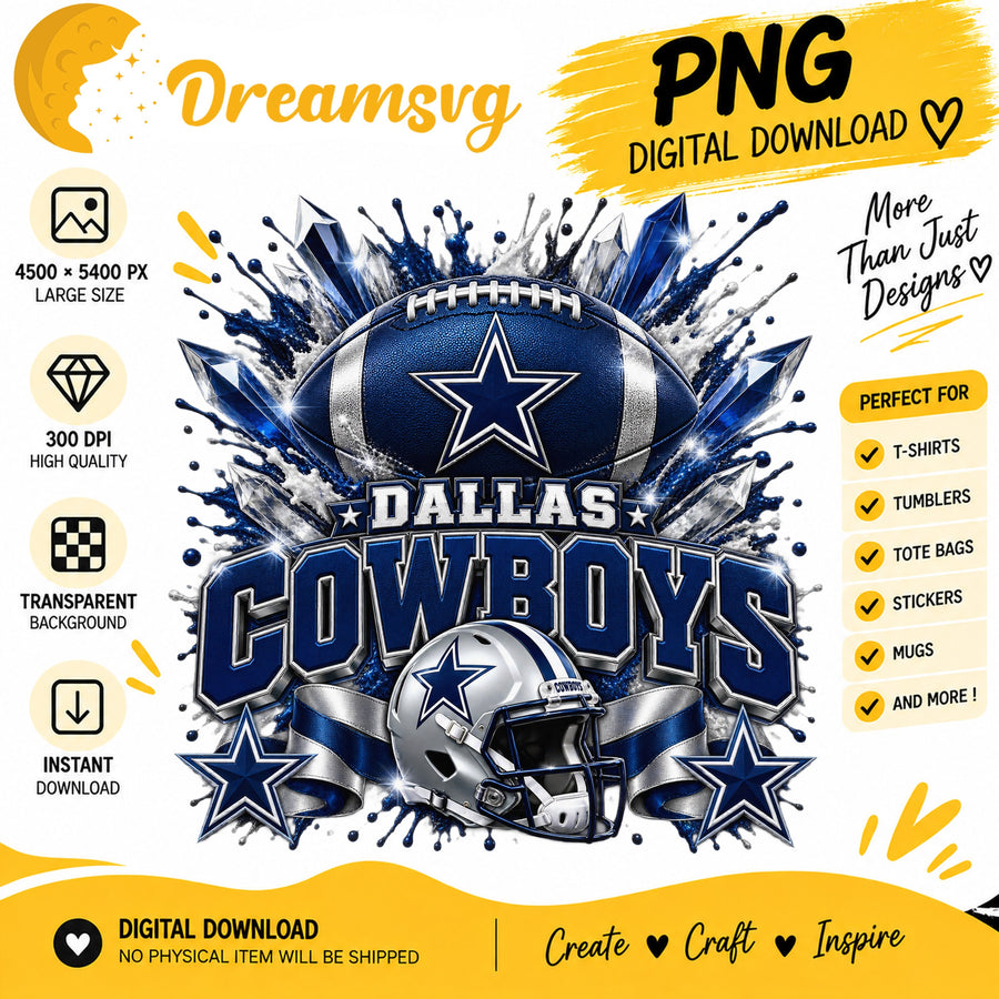 Dallas Cowboys NFL Football Helmet Crystal Splash PNG