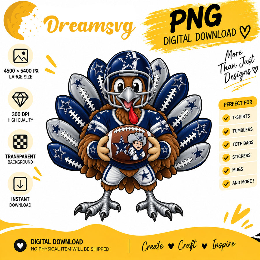 Dallas Cowboys Turkey Thanksgiving Football Fan PNG
