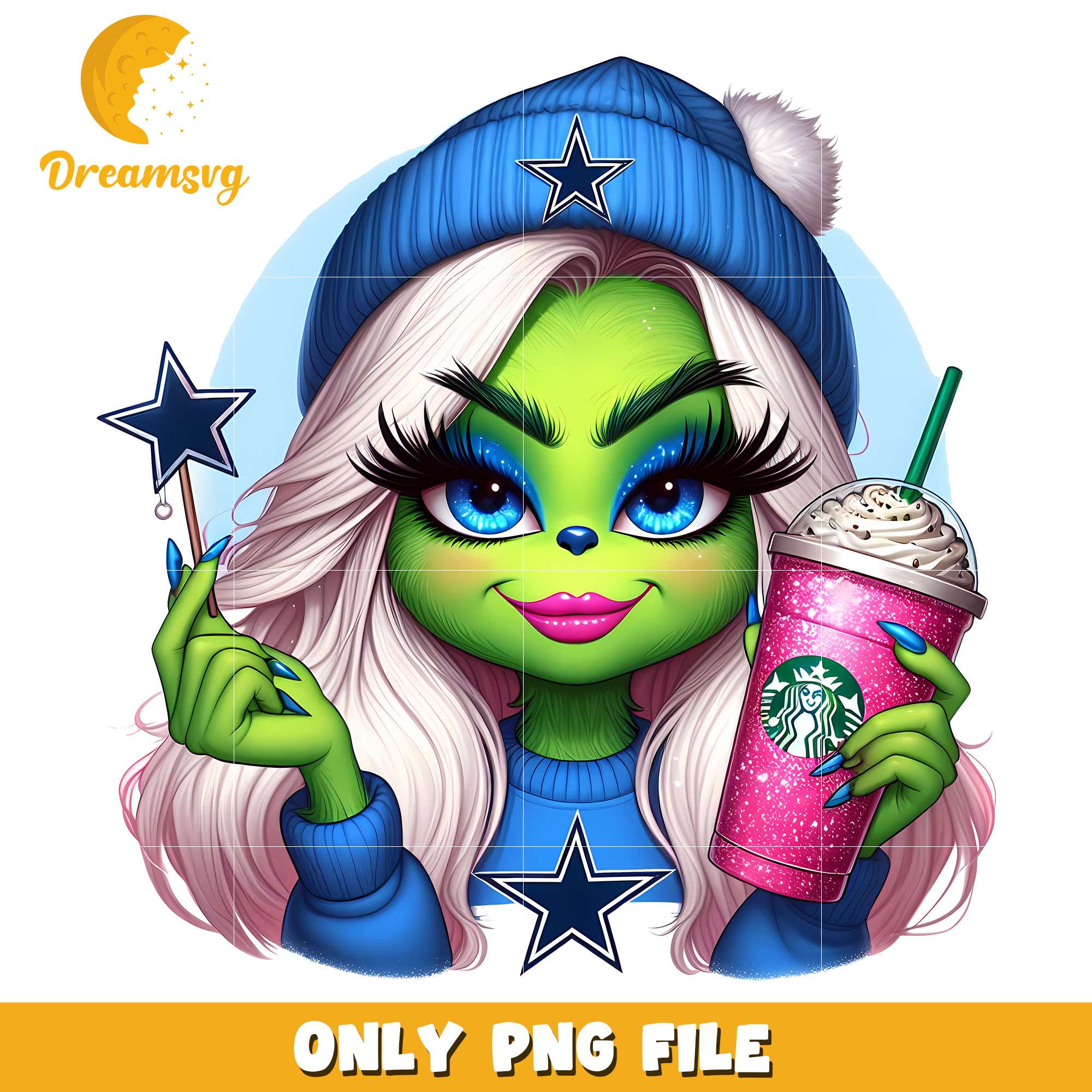 Dallas cowboys grinch girl logo png, grinch png, christmas png