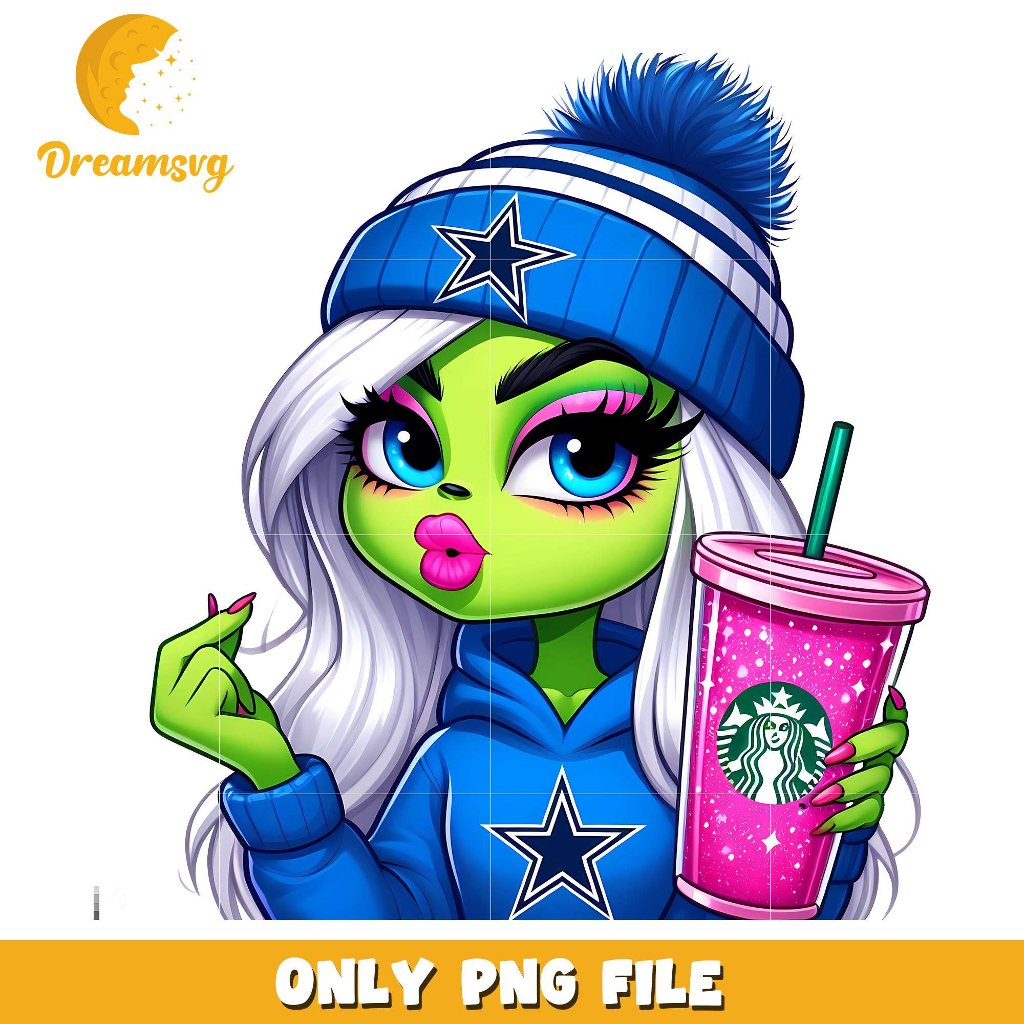 Dallas cowboys grinch girl stabuck png, grinch png, christmas png