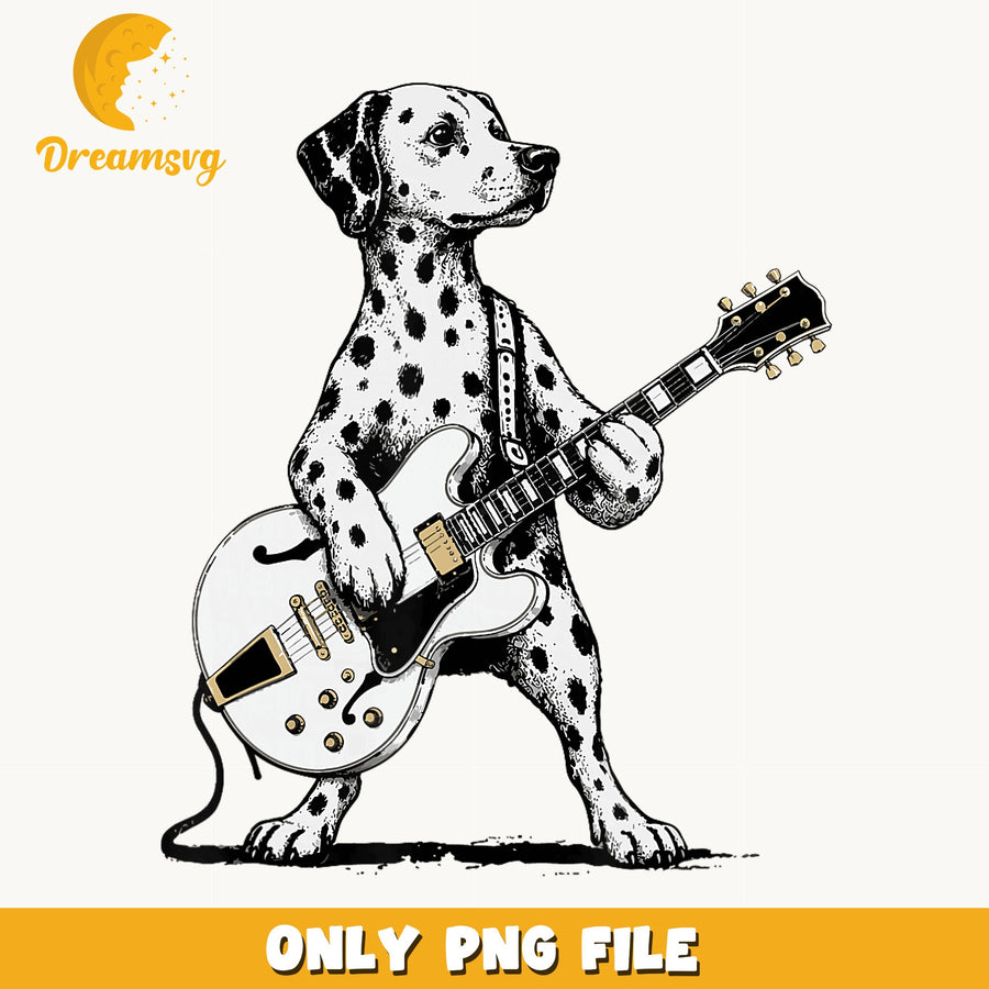 Dalmatian Playing Guitar PNG, Rock Dog Music Design, Dog Lover PNG