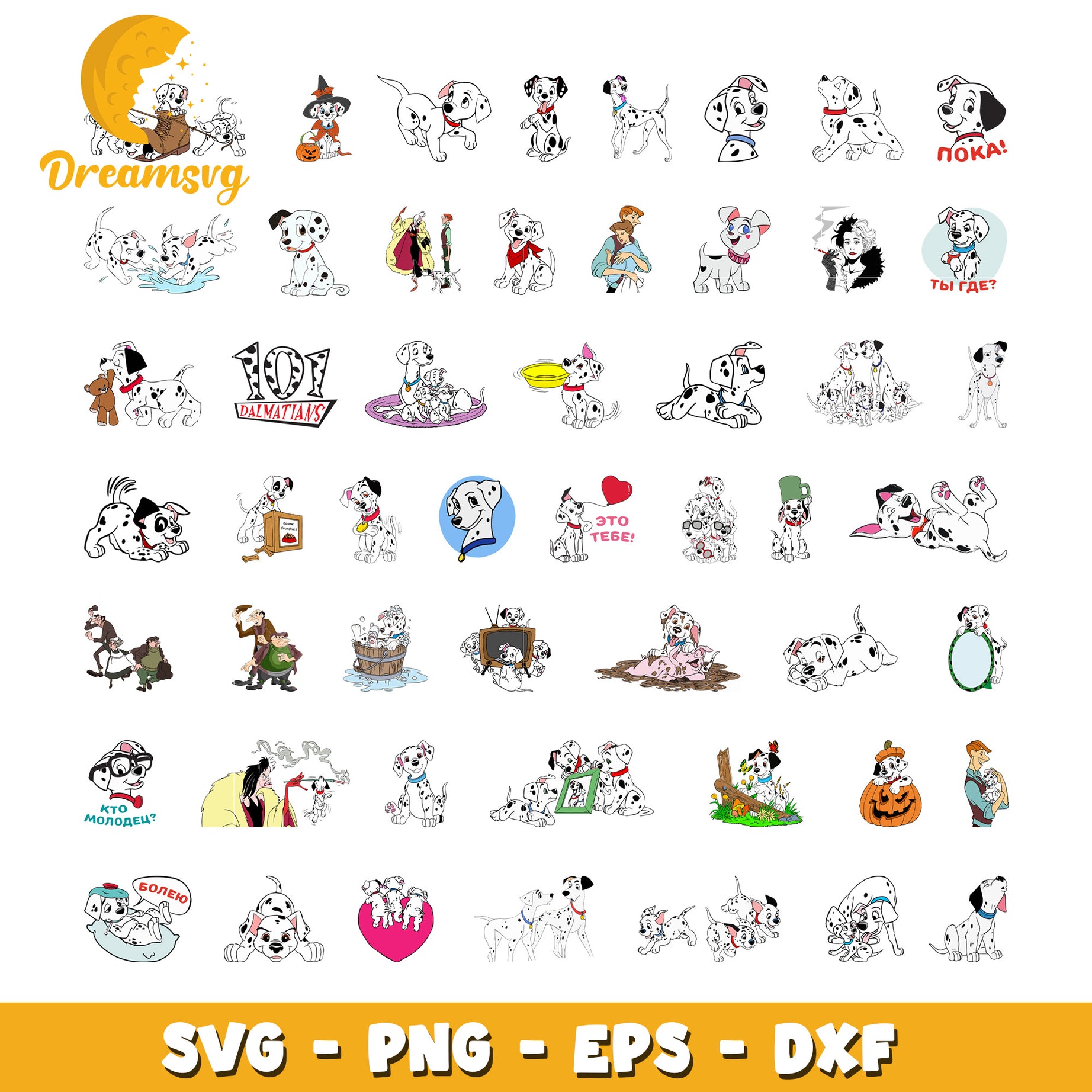 Dalmatians disney design svg, 101 dalmatians cartoon​ svg