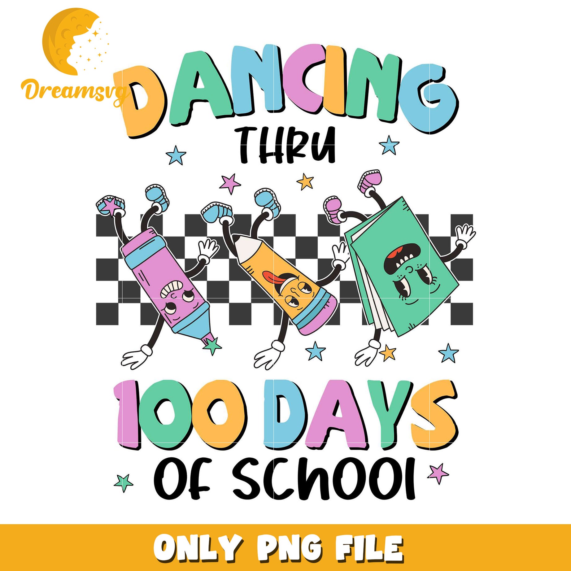 Dancing Through 100 Days of School Fun PNG Design