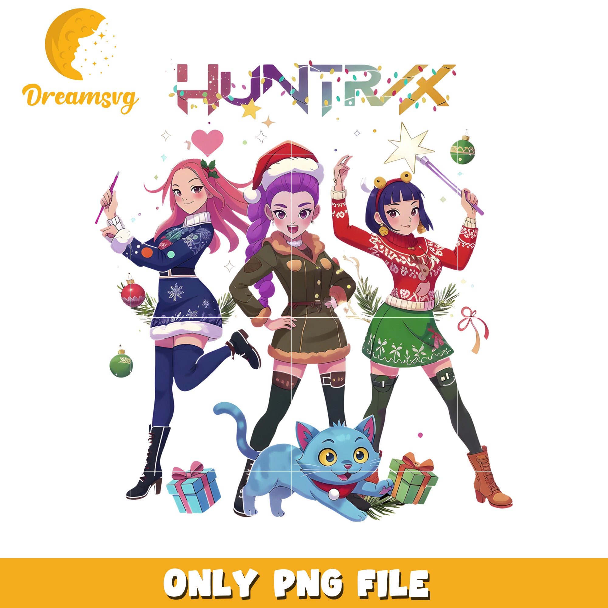 Dancing girls huntrix png, kpop huntrix png, white christmas png