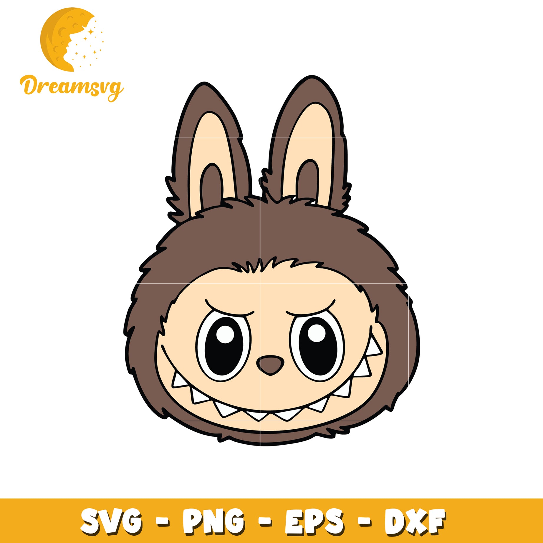 Dark brown head labubu svg, hehe labubu svg, labubu monster​ svg