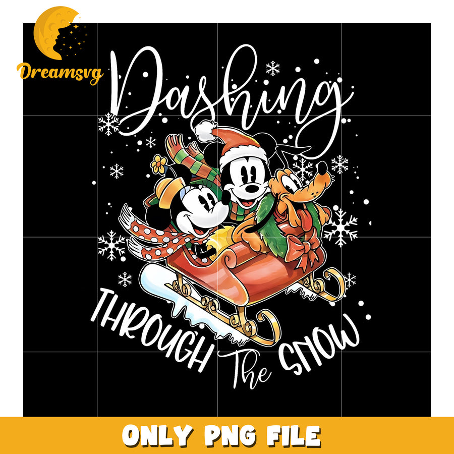 Dashing through the snow png, christmas decor png, disney couple png