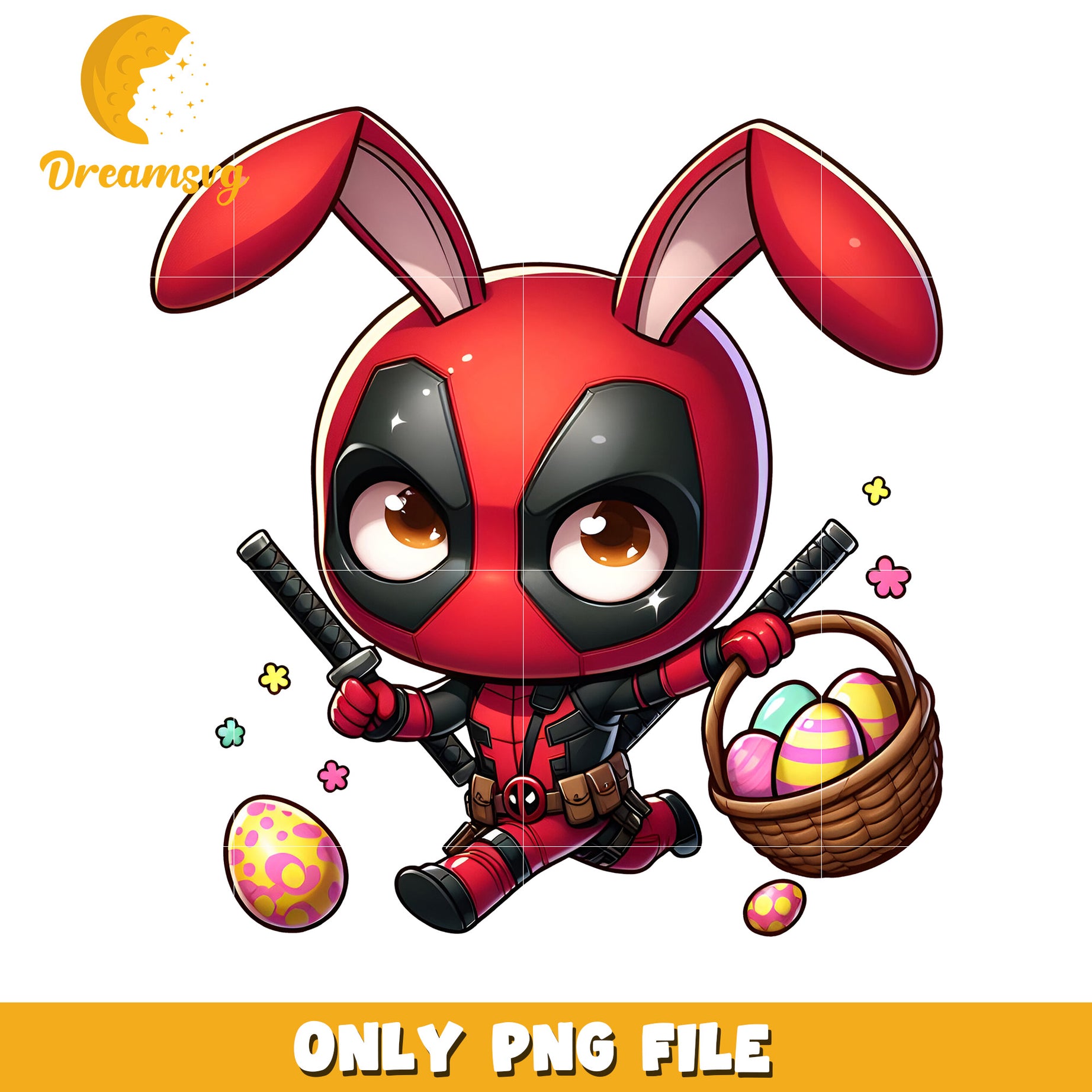 Deadpool Easter Bunny PNG Cute Kawaii Design