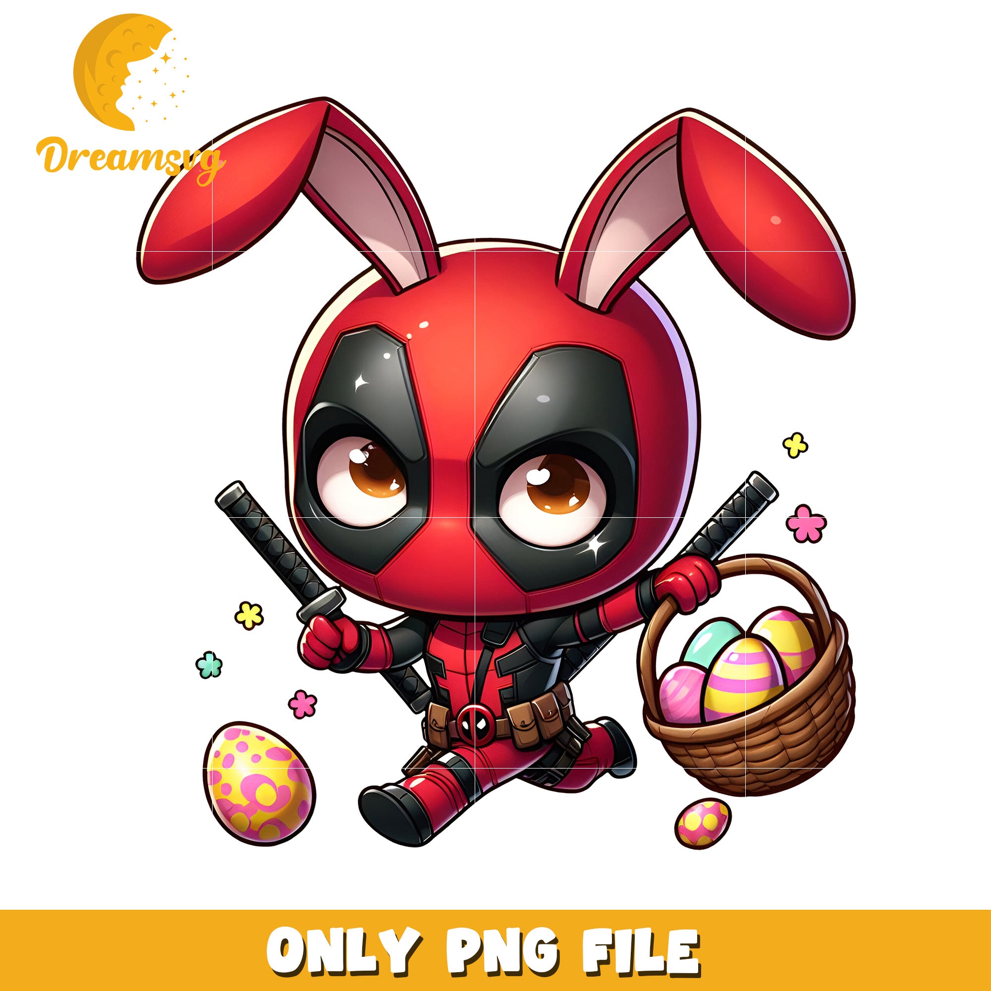Deadpool Easter Bunny PNG Cute Kawaii Design