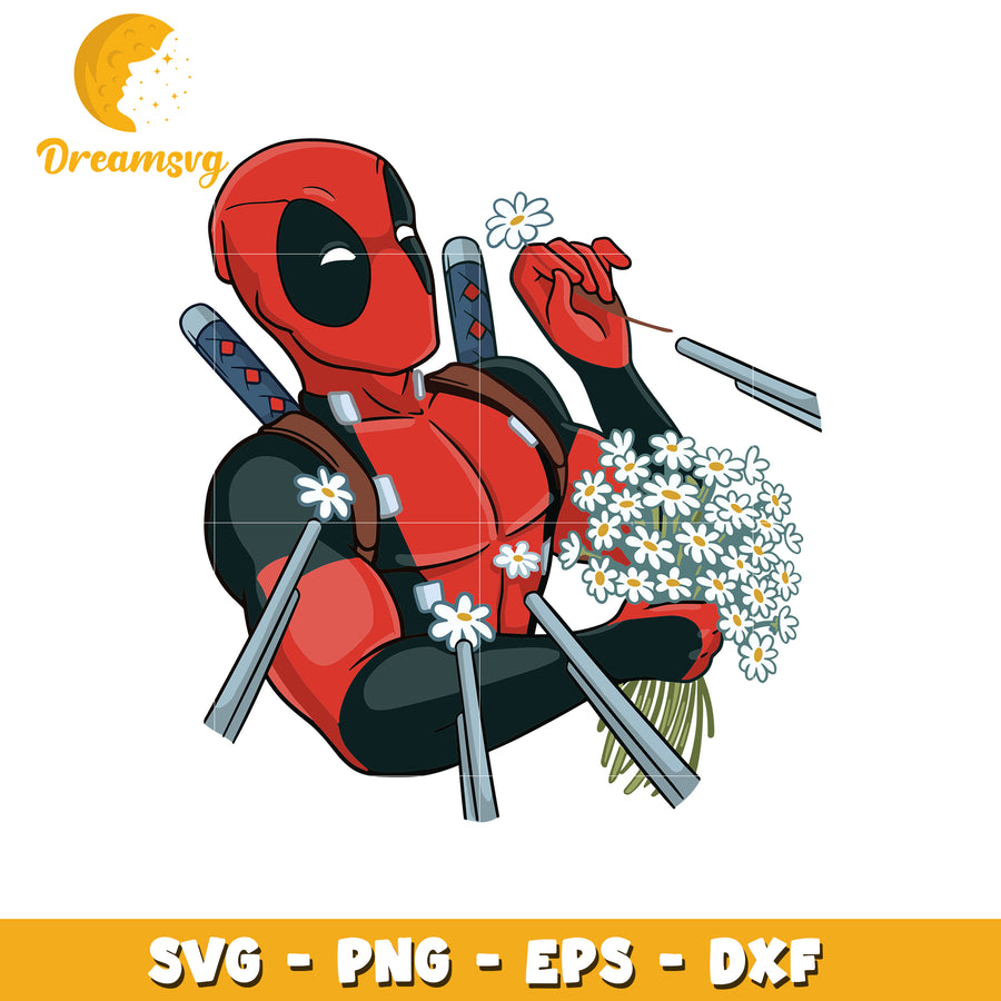 Deadpool Flowers SVG PNG EPS DXF