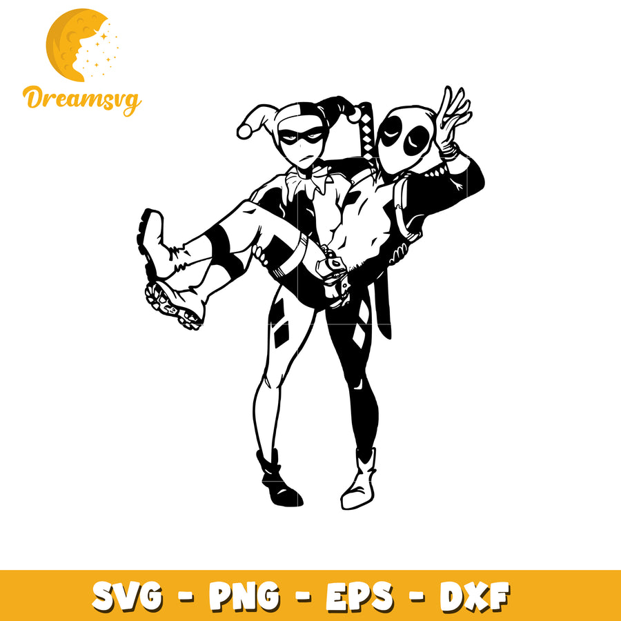 Deadpool Harley Quinn SVG Cut File