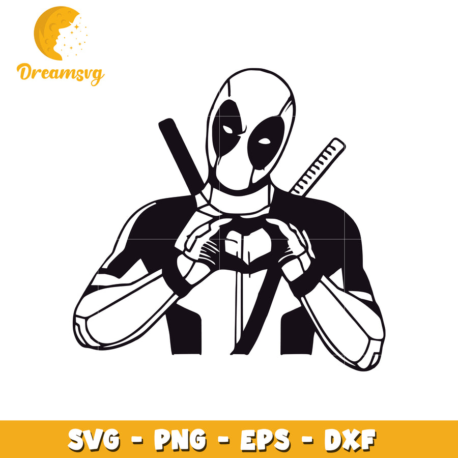 Deadpool Heart SVG Cut File