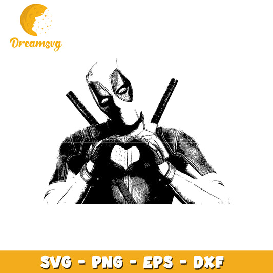 Deadpool Heart SVG PNG EPS DXF