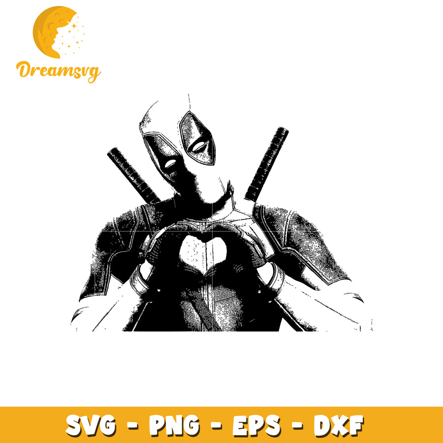 Deadpool Heart SVG PNG EPS DXF
