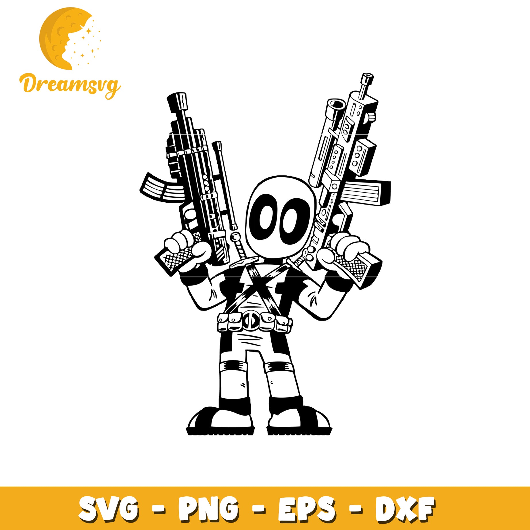 Deadpool SVG Cut File Gun Silhouette