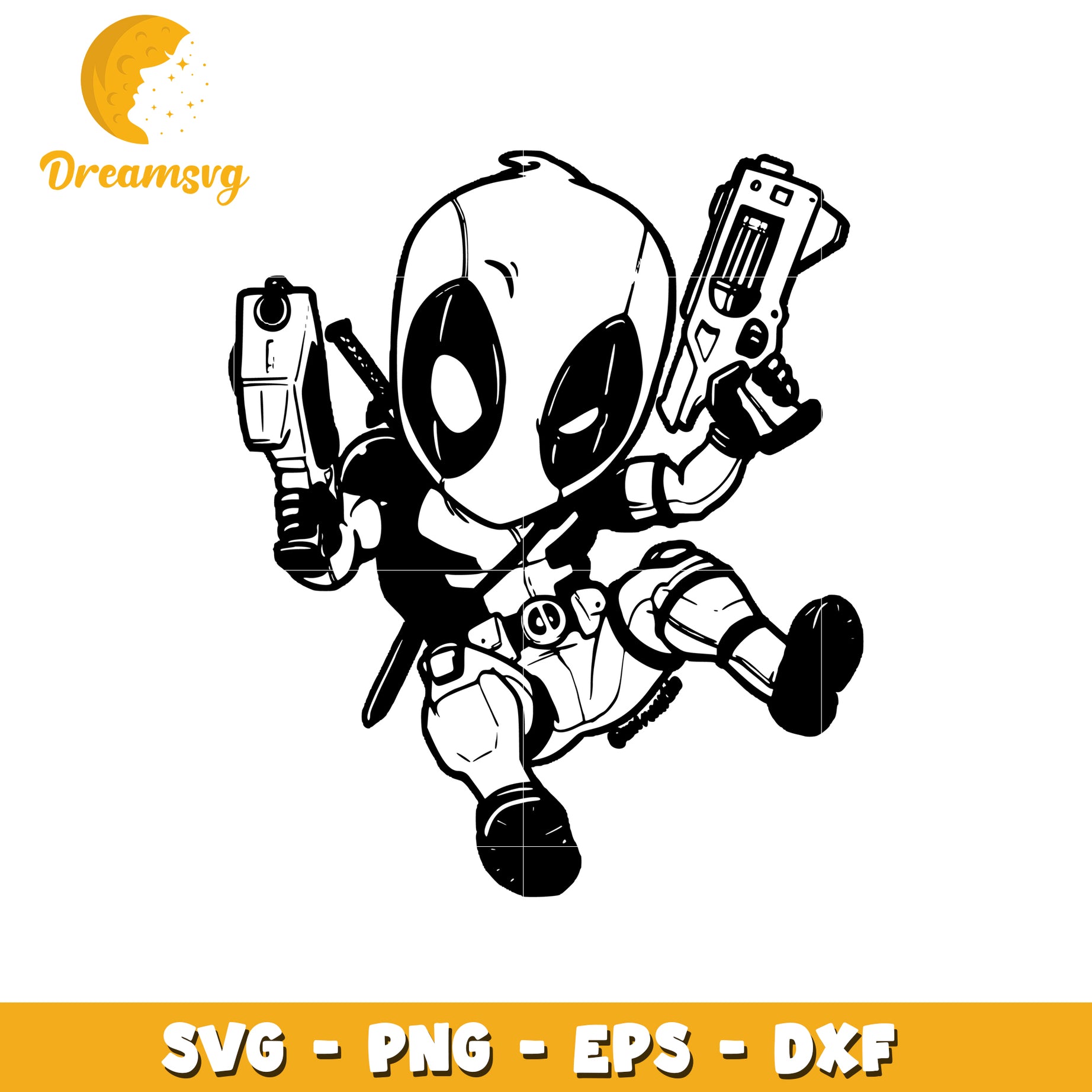 Deadpool SVG Cut File Guns PNG EPS DXF