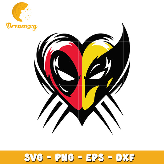Deadpool Wolverine Heart SVG Cut File