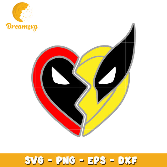 Deadpool Wolverine Heart SVG PNG EPS DXF