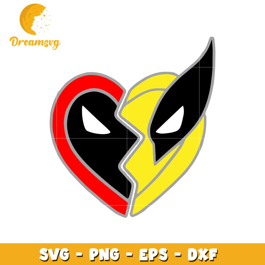 Deadpool Wolverine Heart SVG PNG EPS DXF