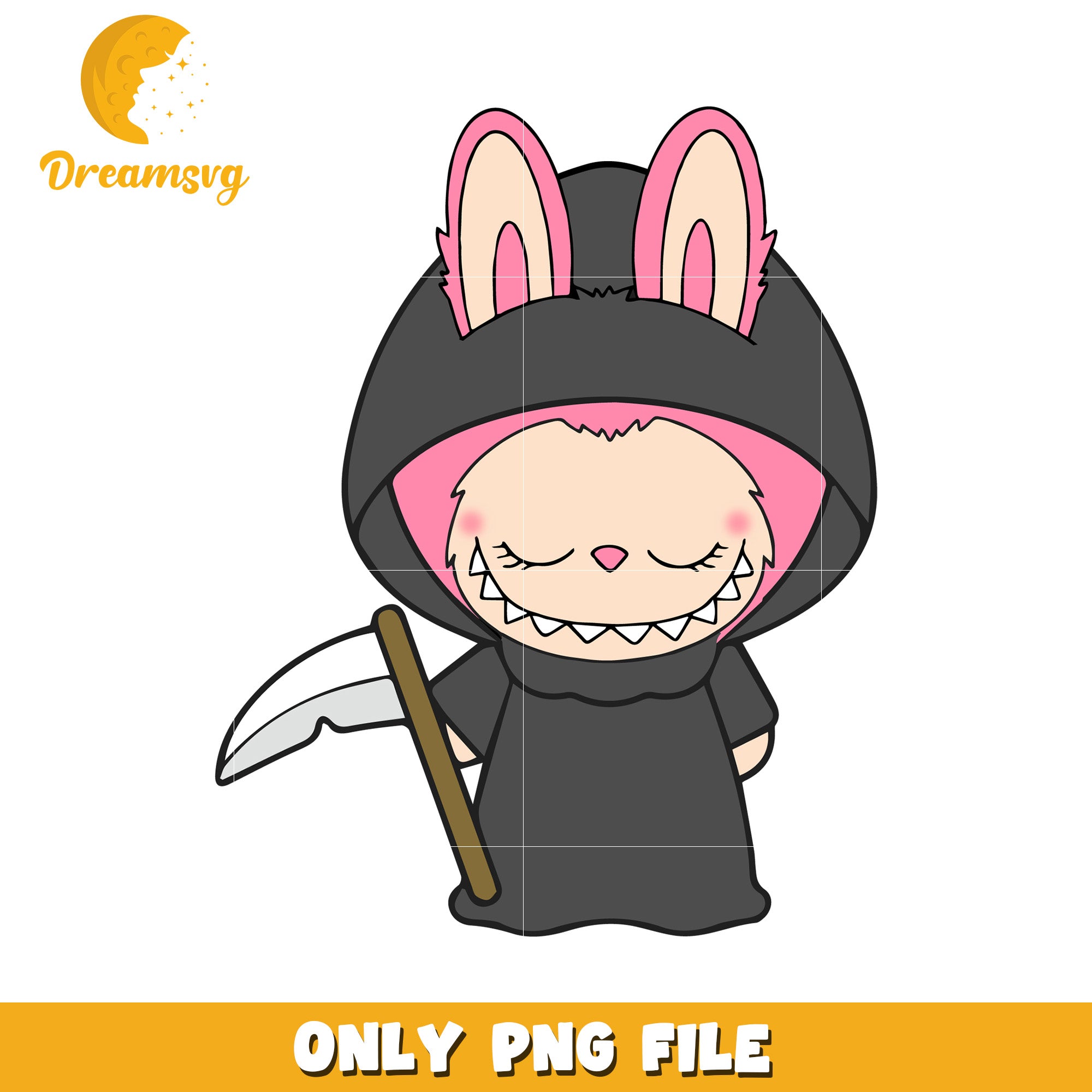 Death labubu design png, halloween labubu png, halloween pumpkin png