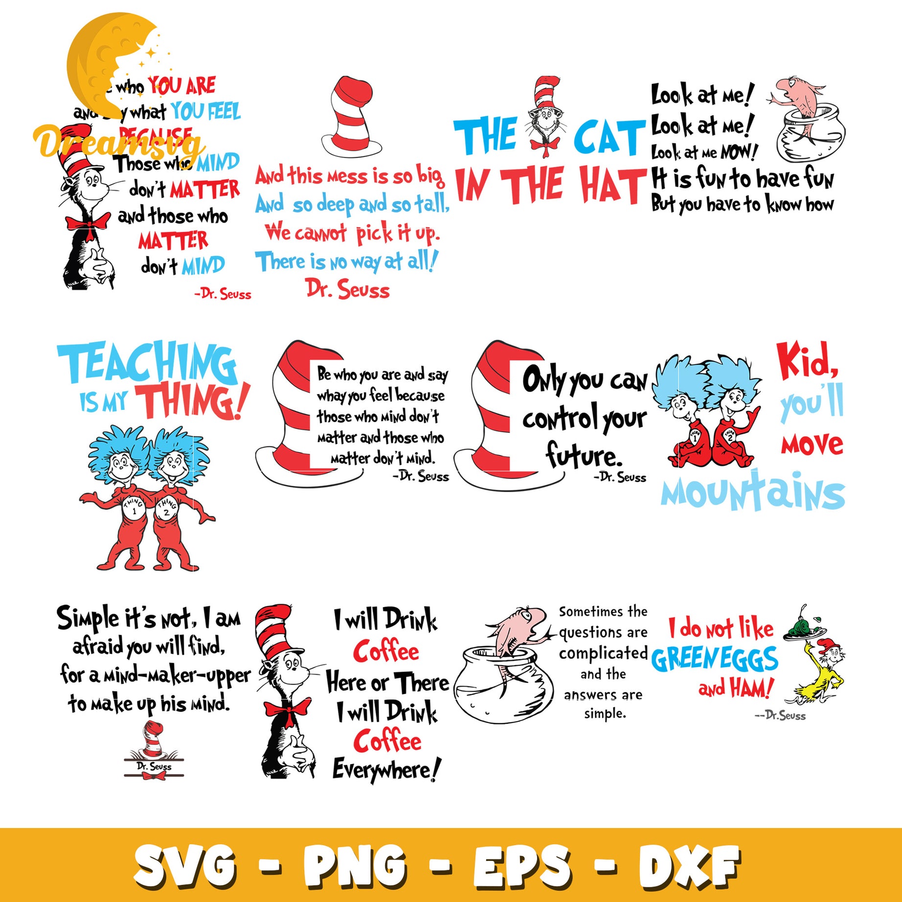 Delightful Dr Seuss Quote Bundle SVG for Creative Use