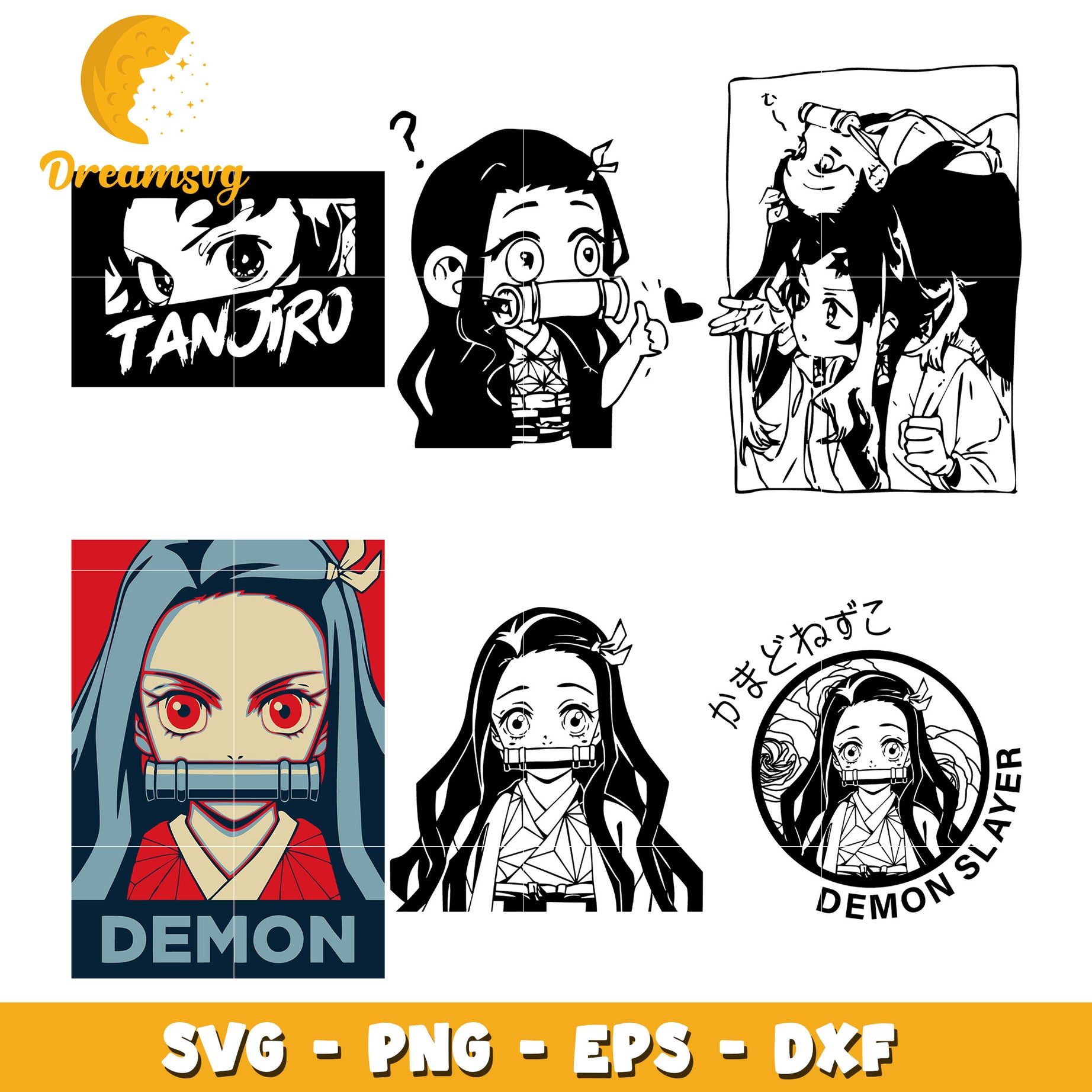 Nezuko demon slayer bundle design svg, kamado nezuko​ svg