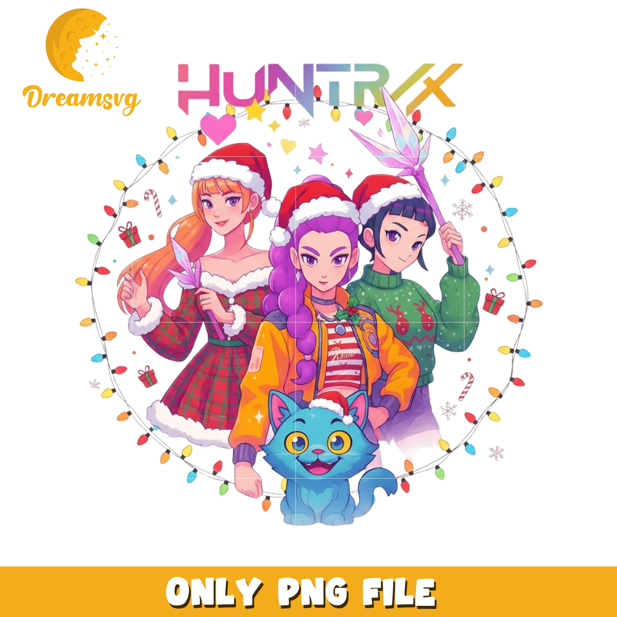 Demon hunter girls png, kpop demon png, christmas cartoon png