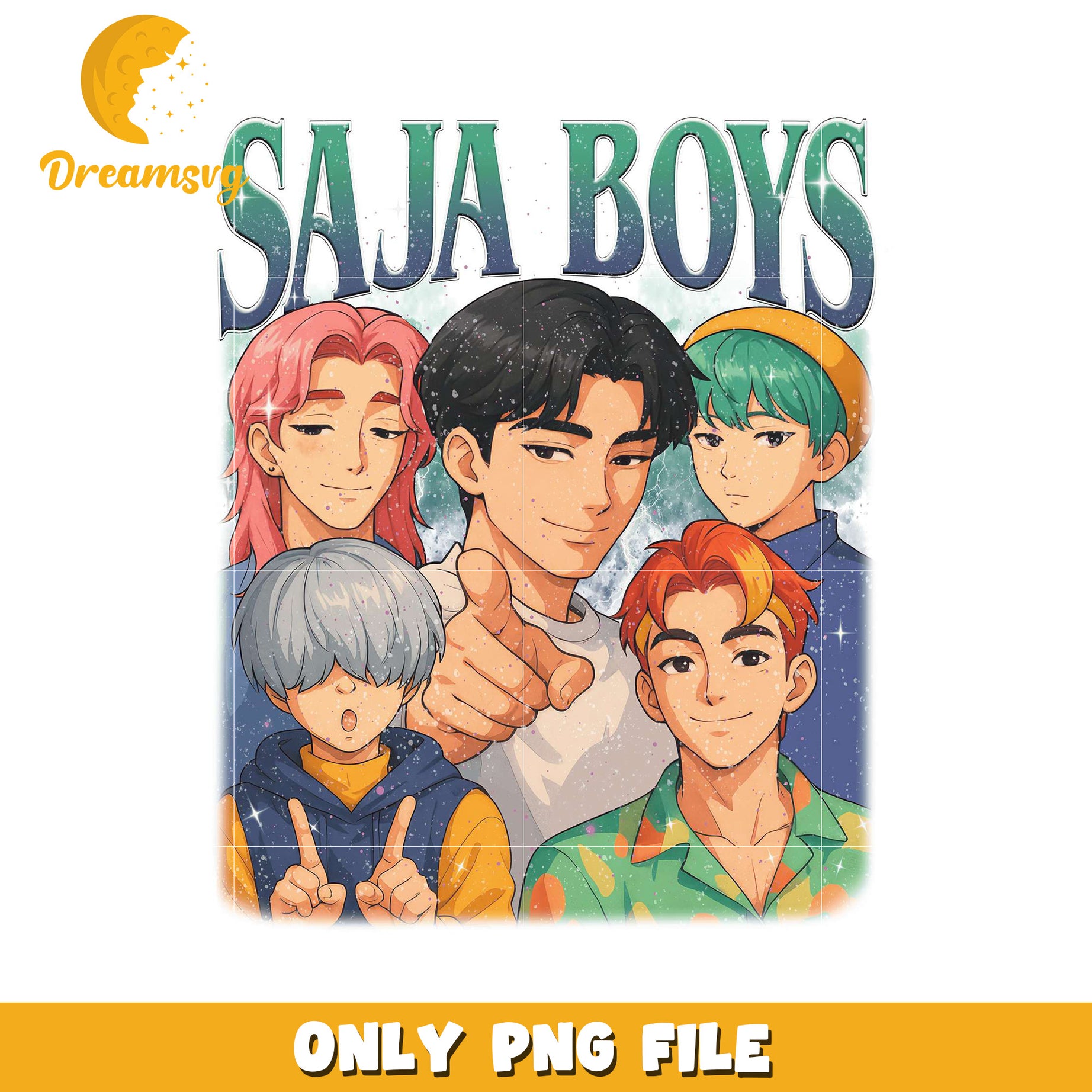 Demon hunter saja boys png, korean anime​ png, hip hop band png
