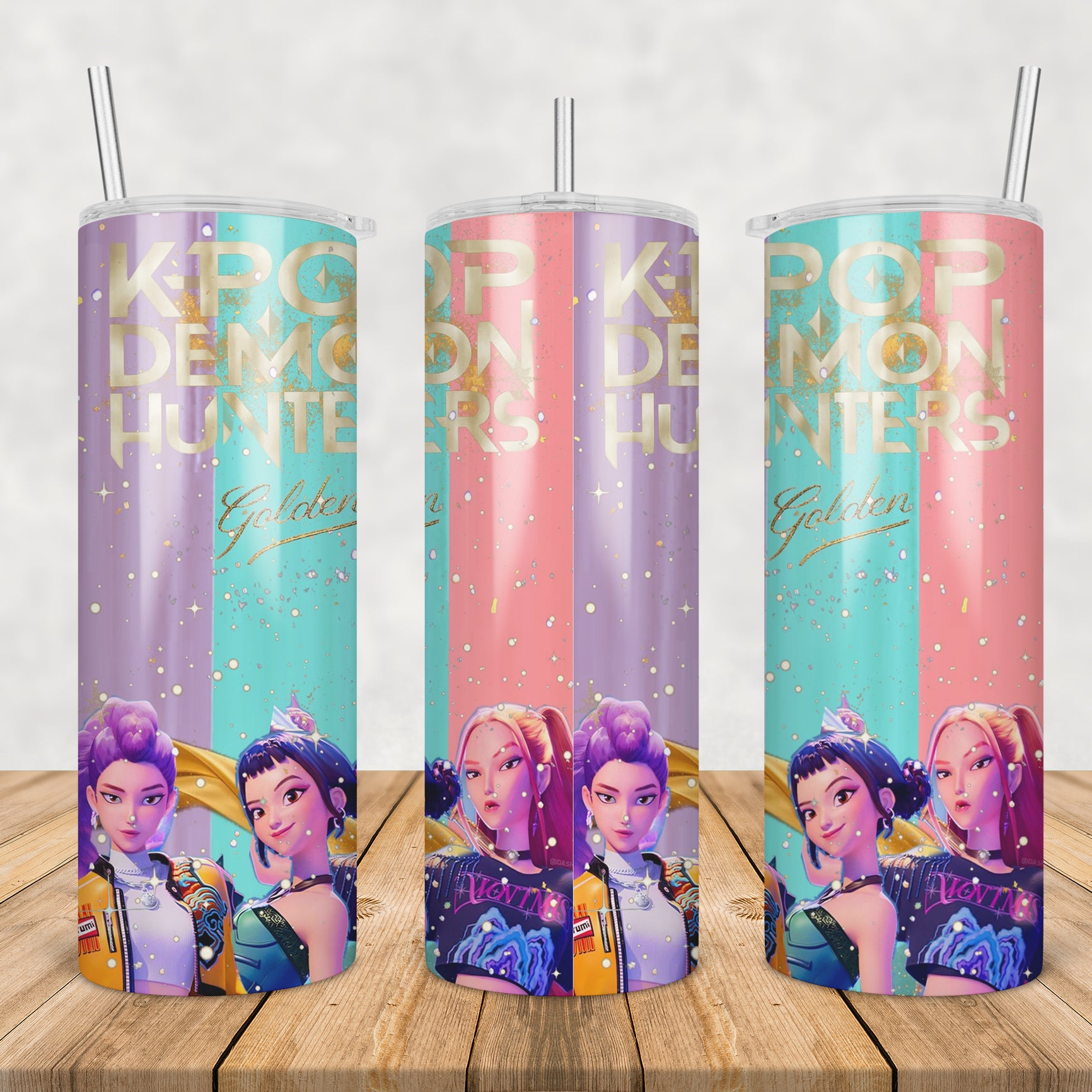 Demon hunters golden tumbler png, golden demon hunters tumbler png, demon hunters kpop tumbler png