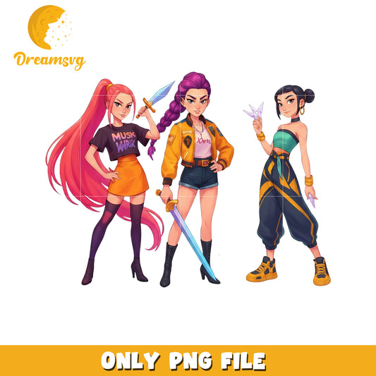Demon hunters png, kpop demon hunters​ png, kpop cartoon png