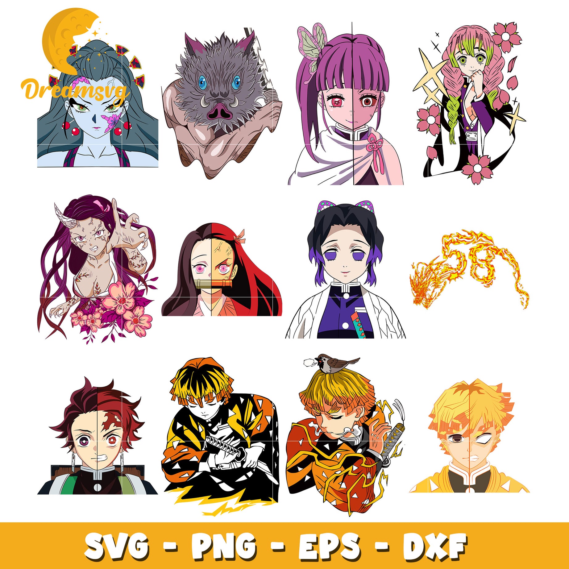 Demon slayer characters bundle svg, kimetsu no yaiba anime​ svg