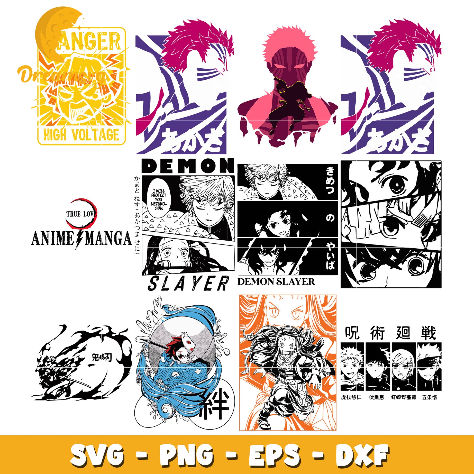 Akaza demon anime bundle design svg, akaza demon slayer​ svg