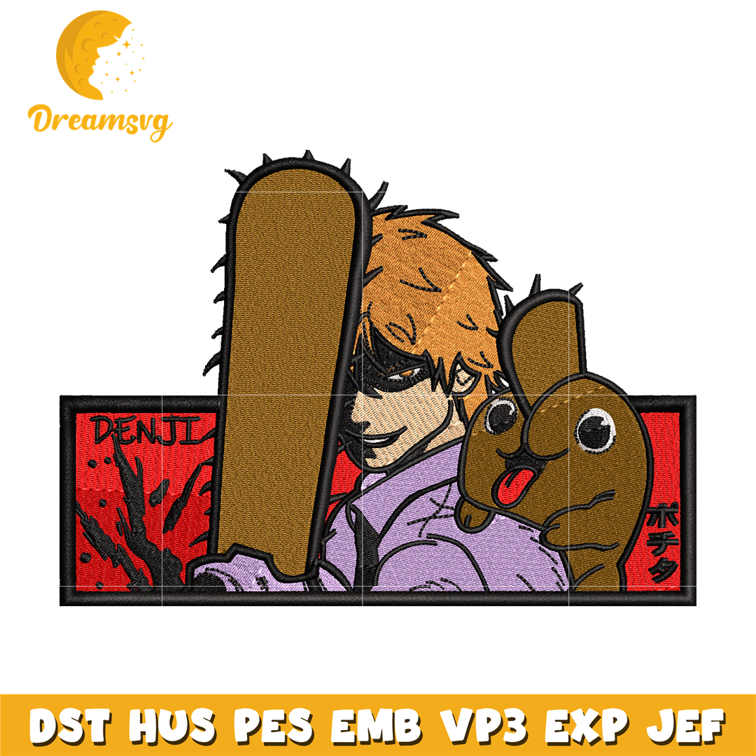 Denji horror embroidery design