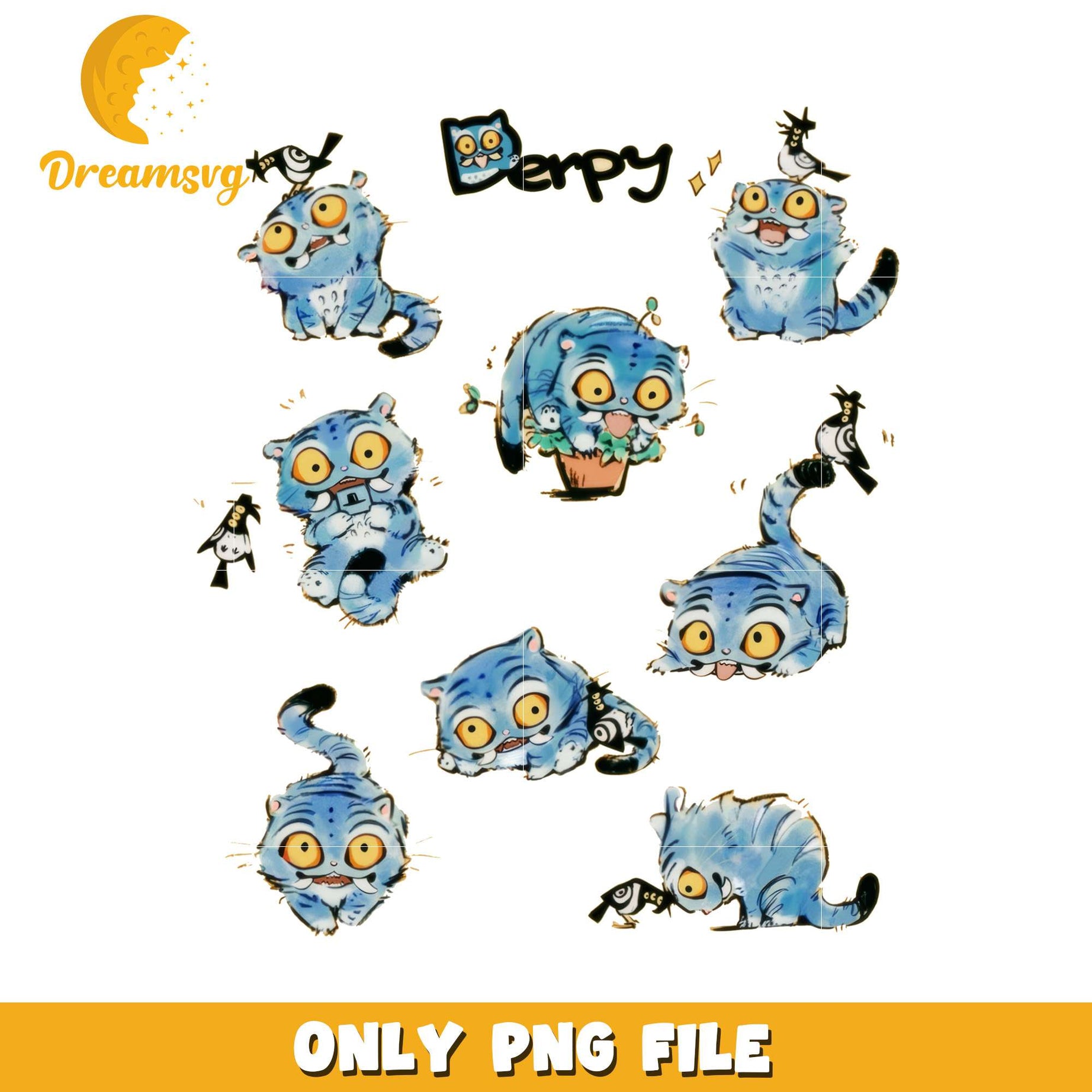 Derpy cute blue tiger png, cartoon fighter png, kpop hero team png