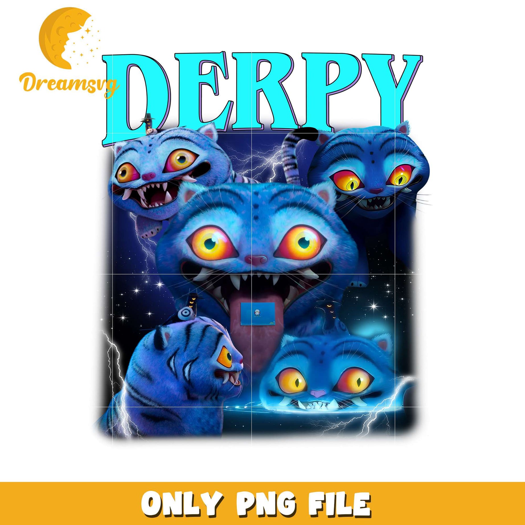Derpy funny tiger png, demon hunter tiger png, blue tiger png