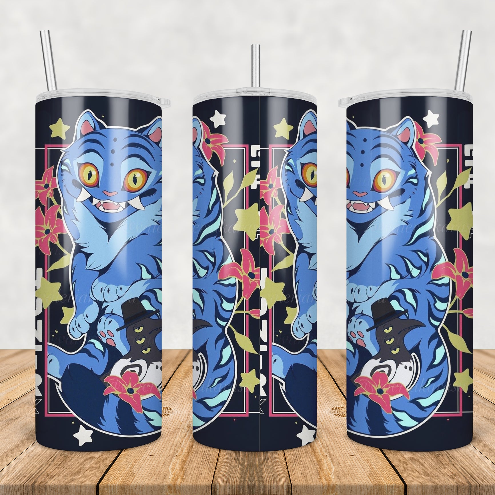 Derpy huntrix tiger design tumbler png, derpy tiger tumbler png, huntrix tiger tumbler png