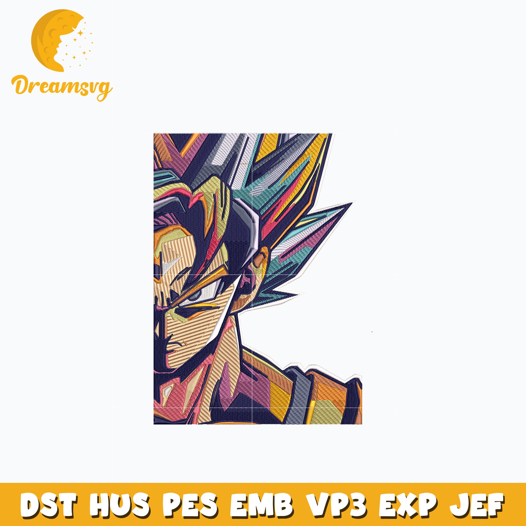 Goku half face embroidery design