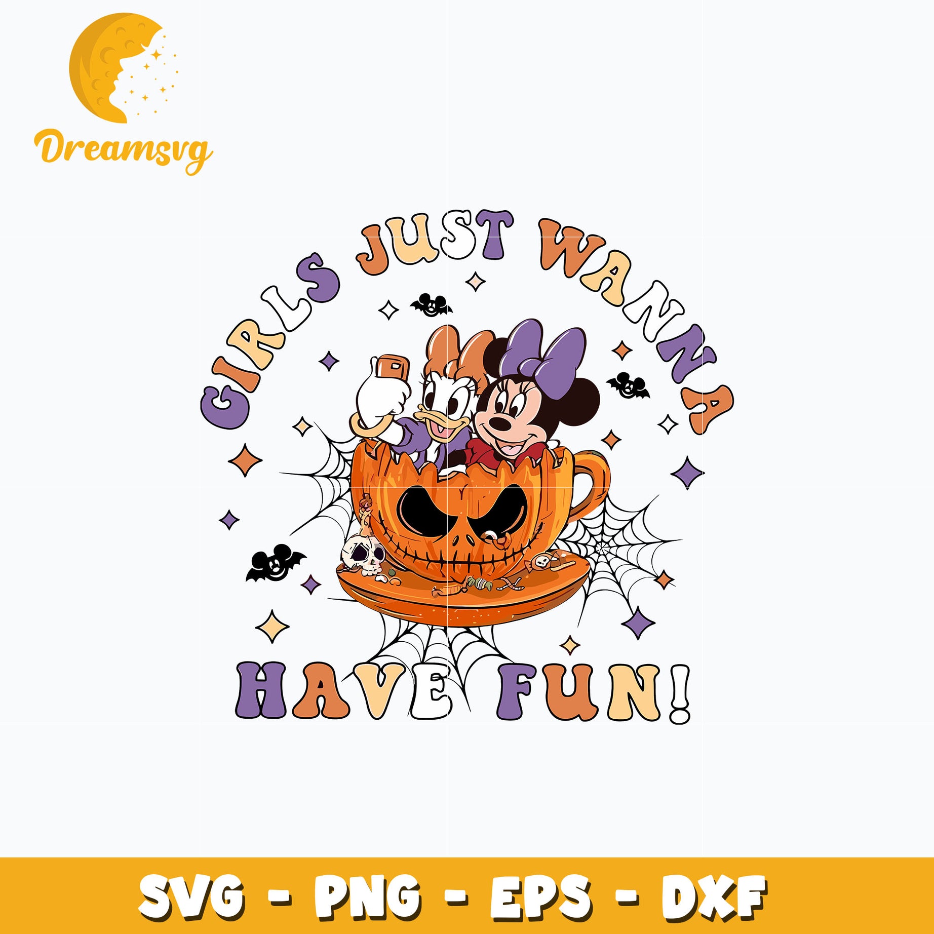 girls just wanna have fun svg, minnie and daisy Halloween svg