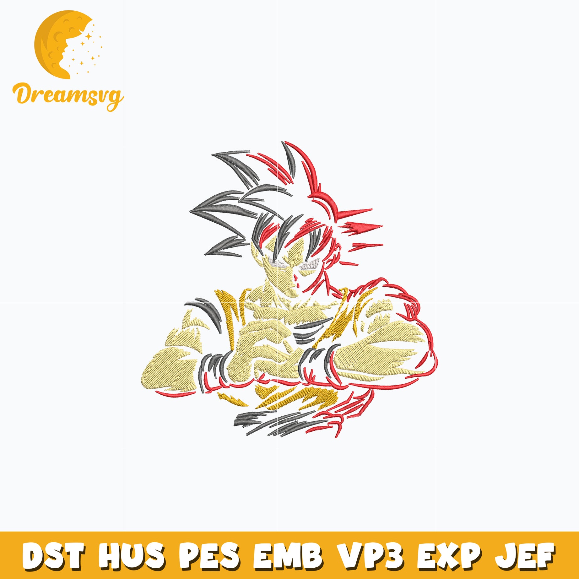 Goku color embroidery design