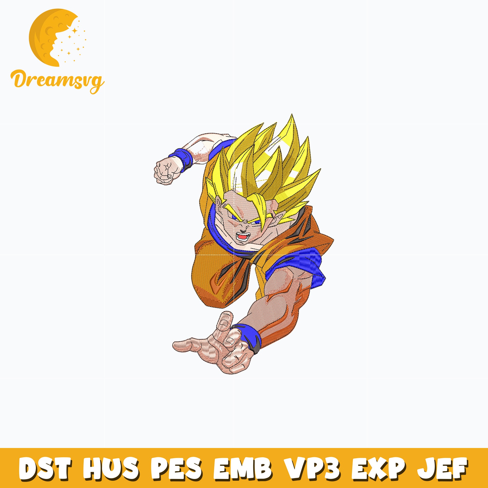 Son goku saiyan embroidery design