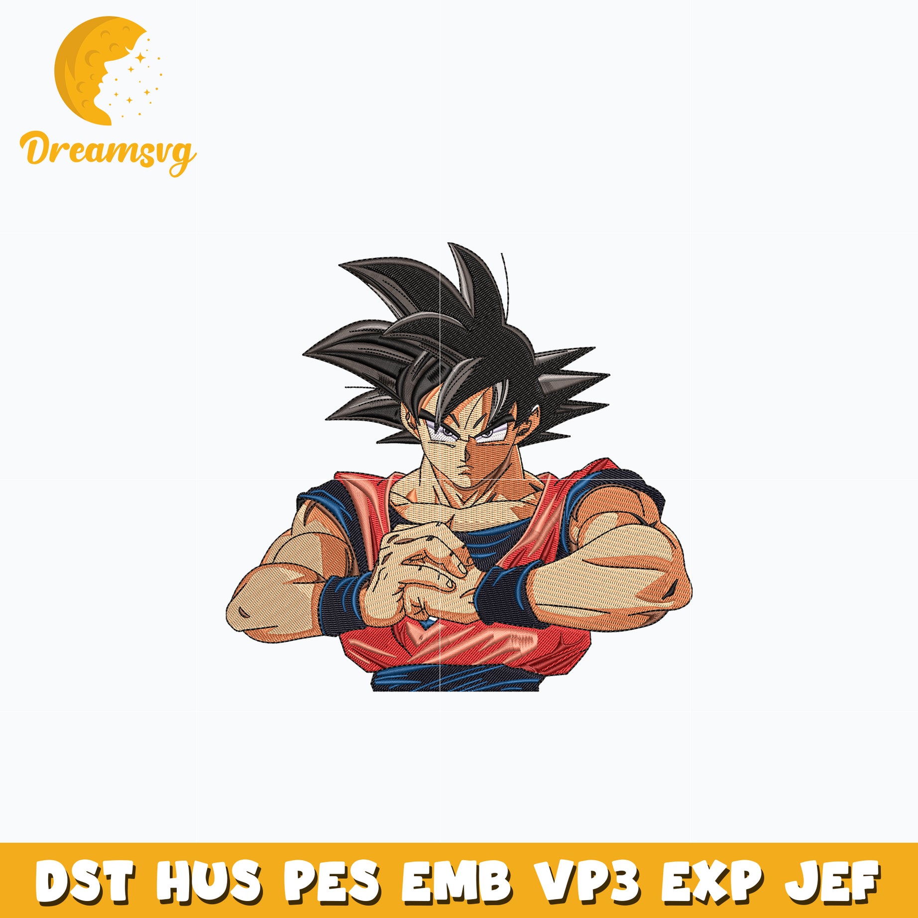 Goku anime embroidery design