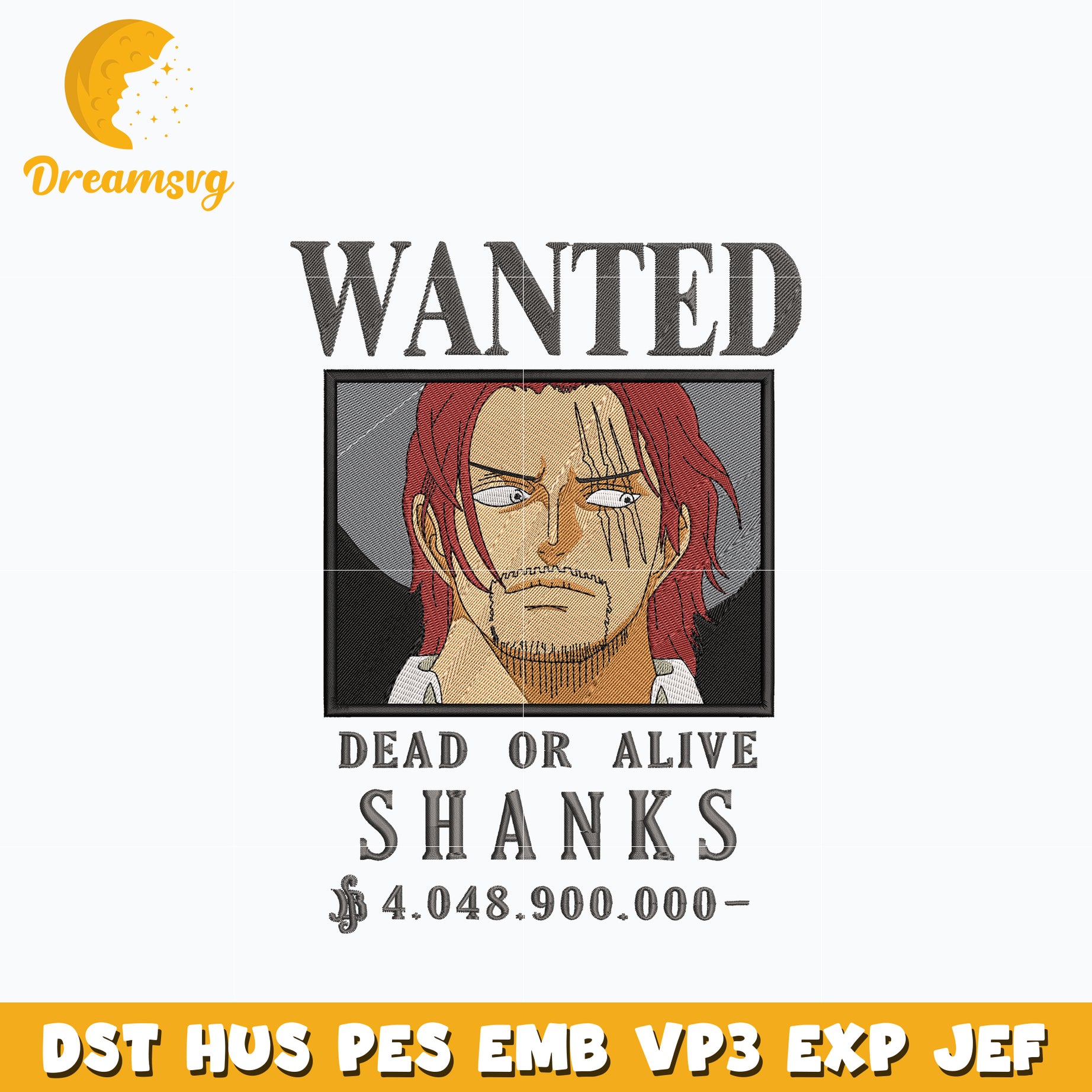 Wanted Shanks embroidery design