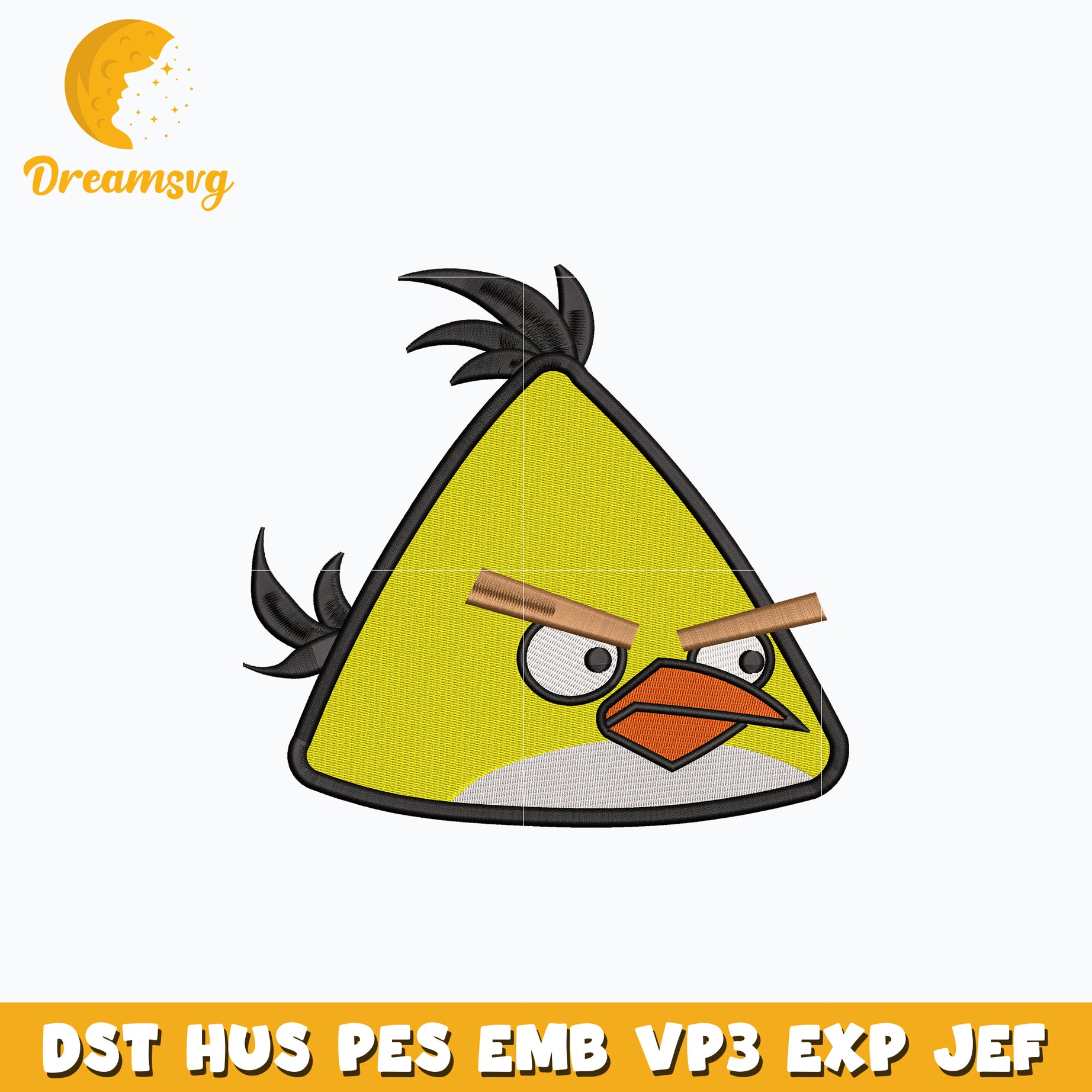 Yellow Angry Bird embroidery design