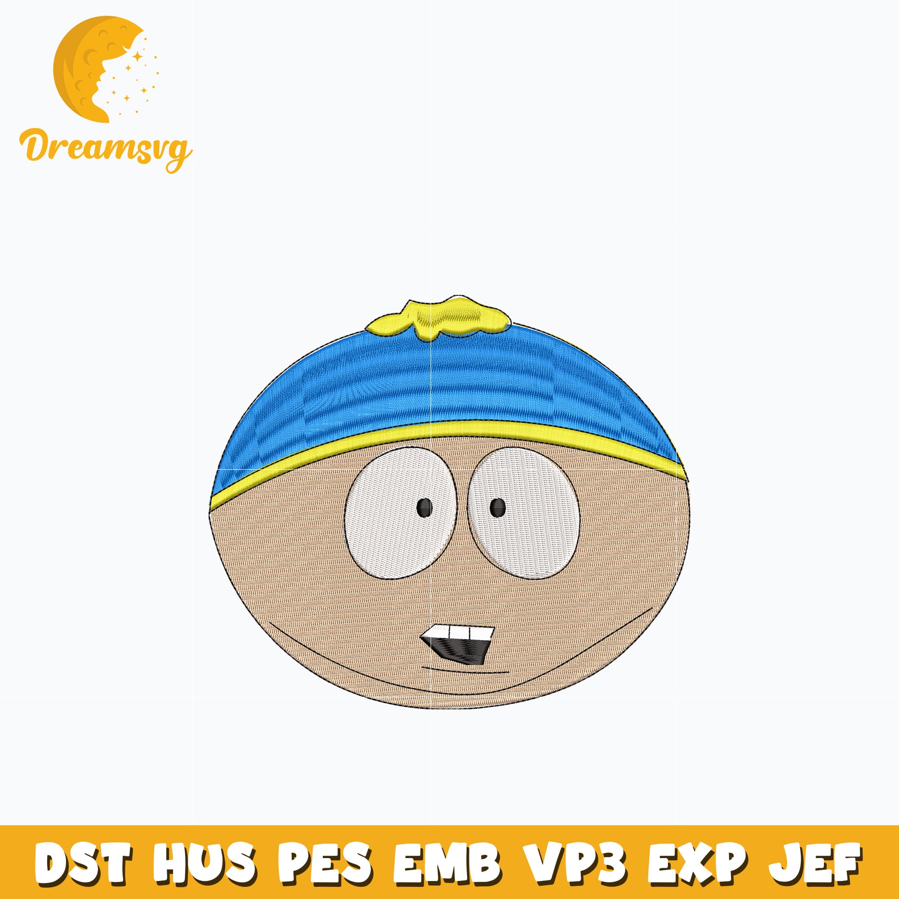 Eric Cartman face embroidery design