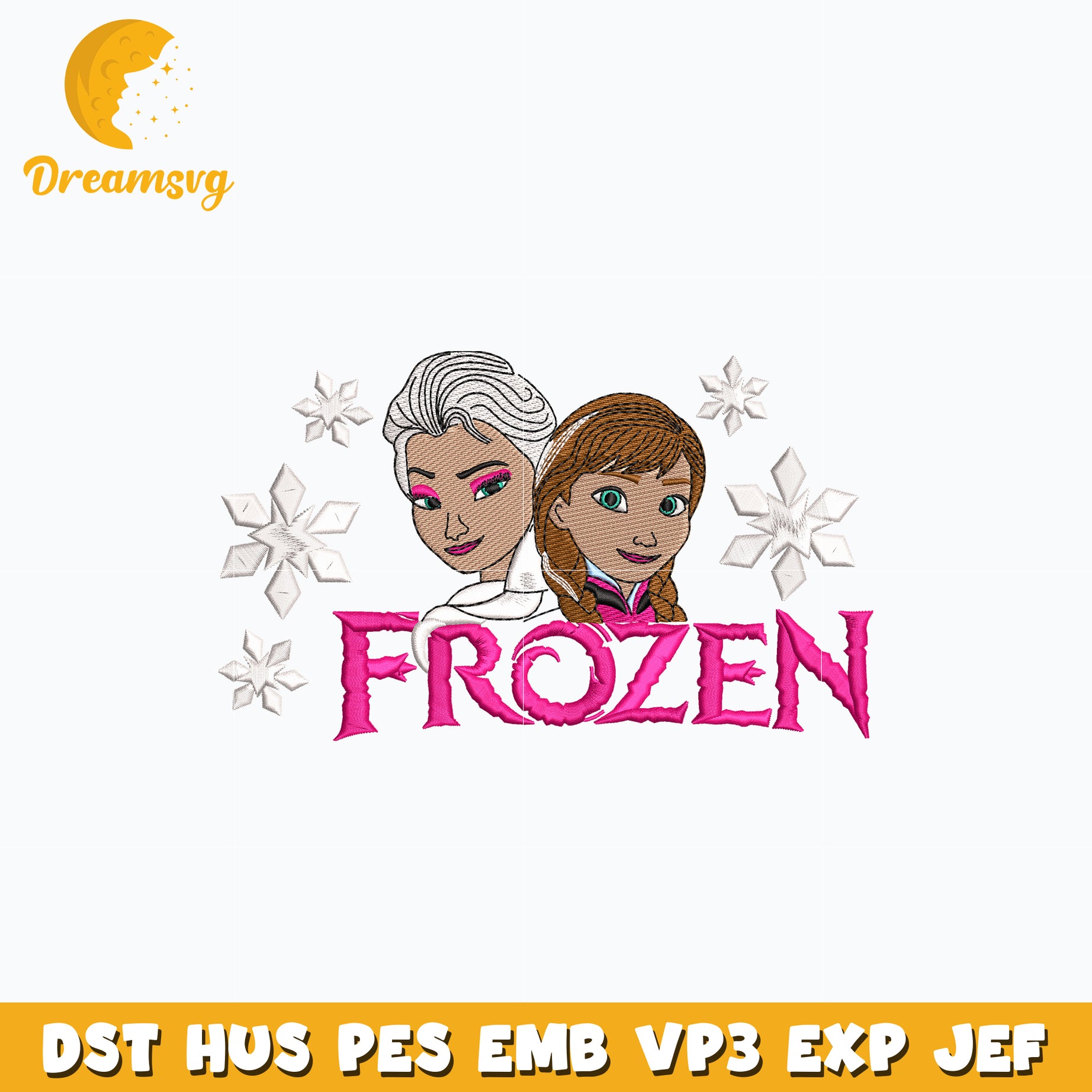 Anna and Elsa frozen embroidery design