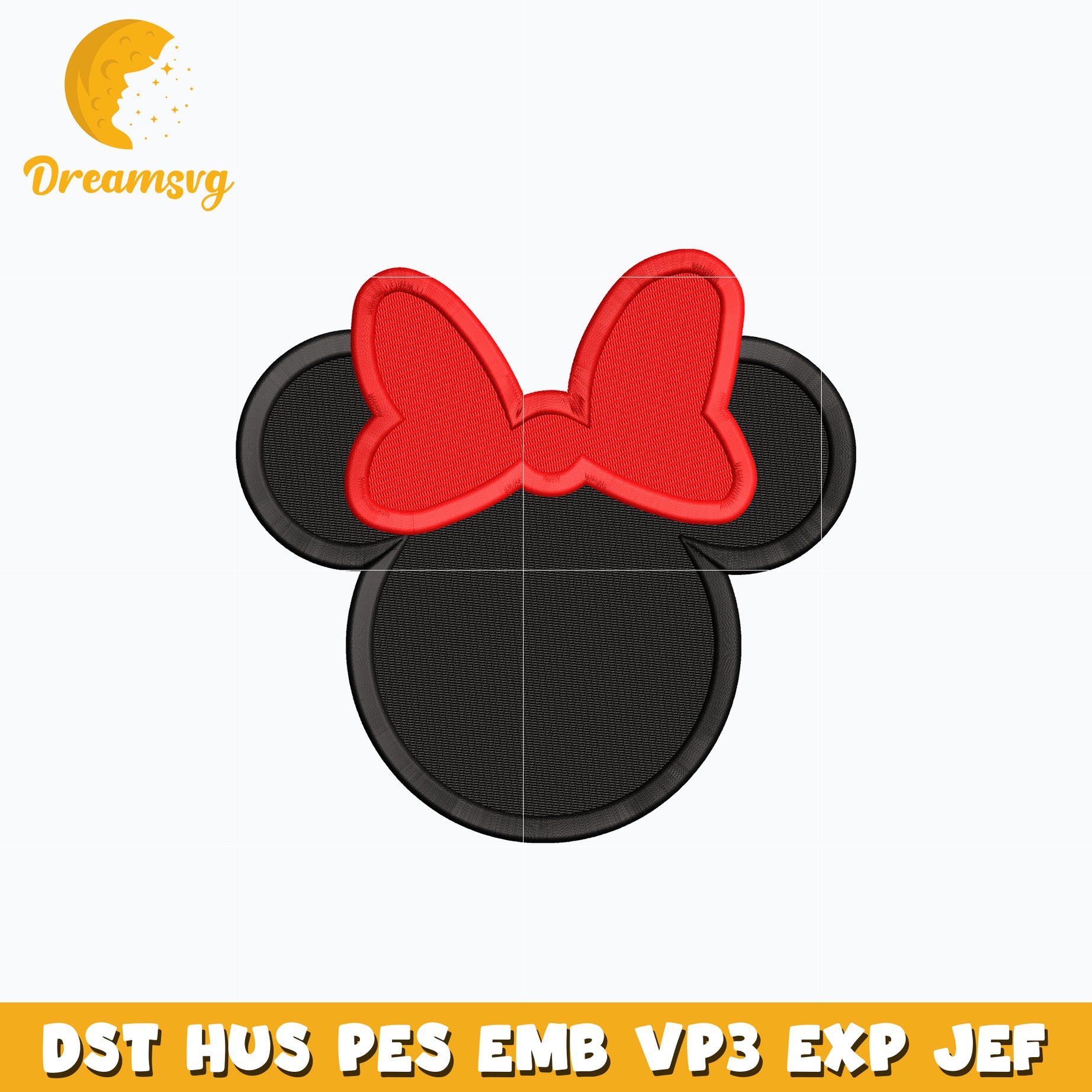 Minnie head black embroidery design