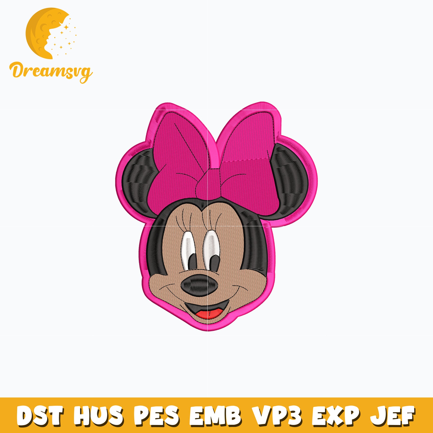 Minnie mouse face embroidery design