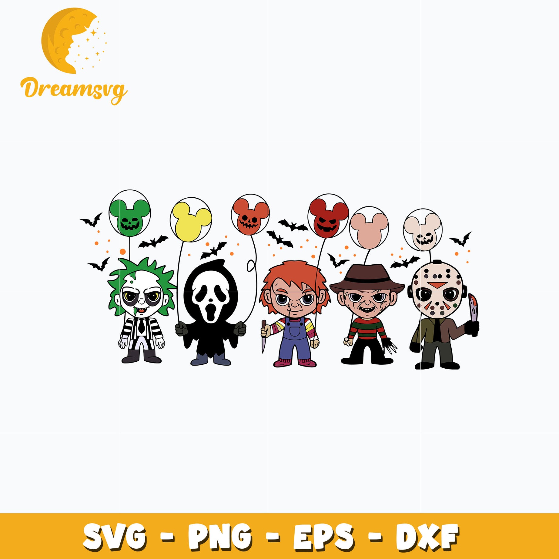 Horror characters chibi halloween svg