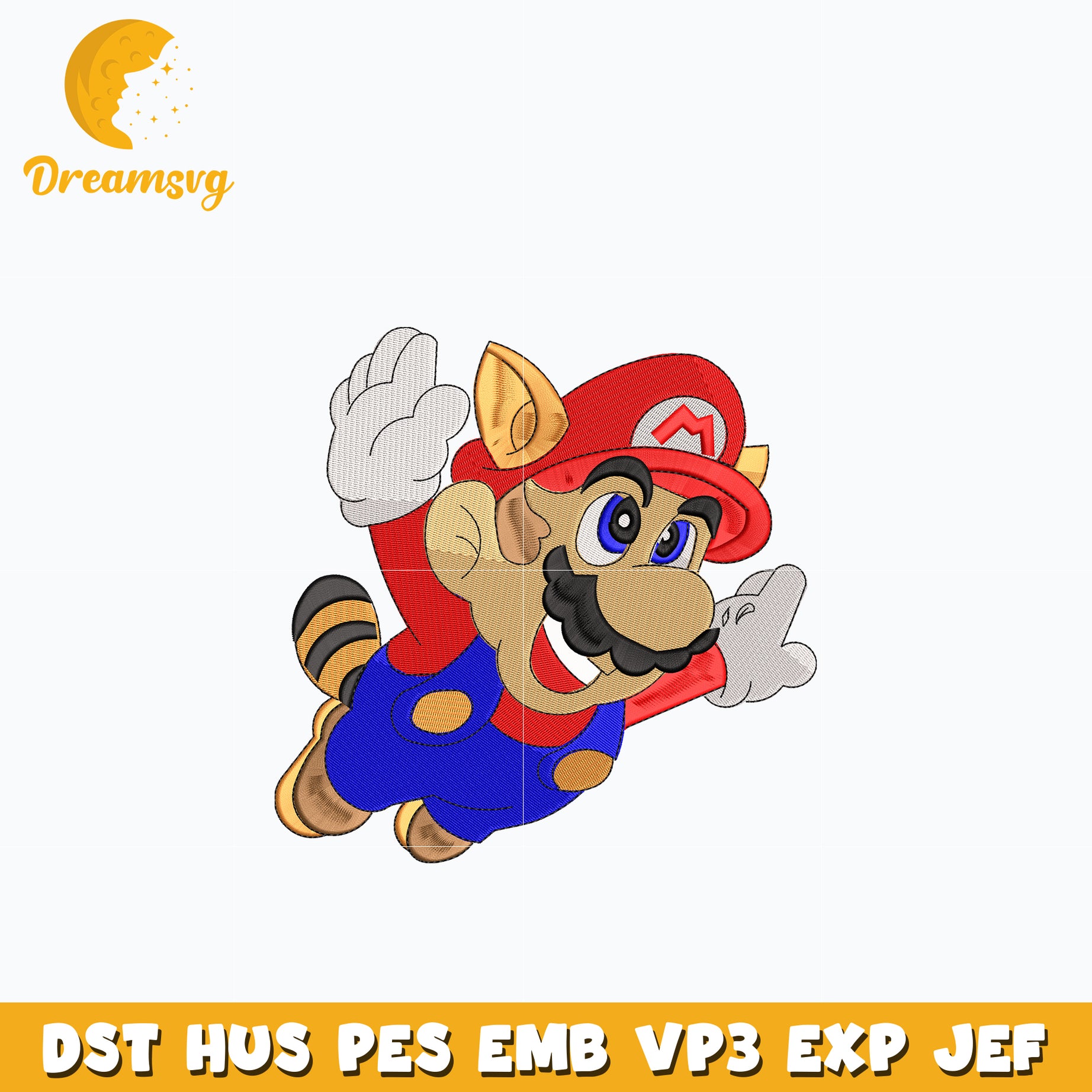 Mario flying embroidery design